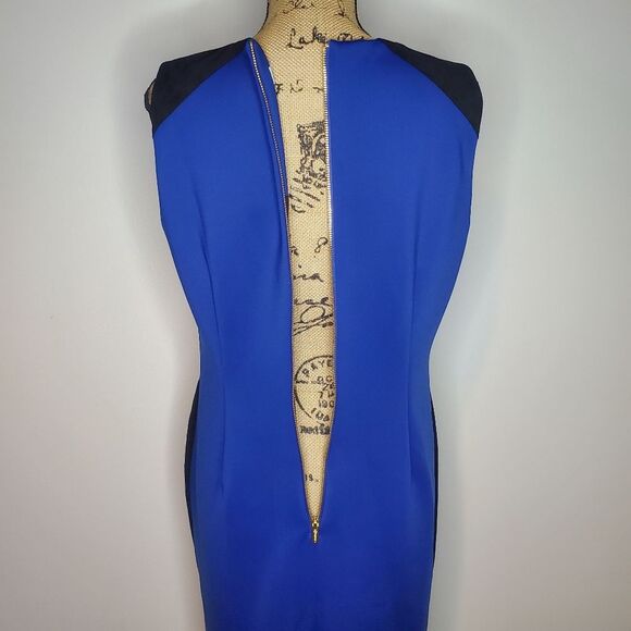 NWT Calvin Klein Faux Suede Silhouette Blue Dress Size 12 - Picture 9 of 13